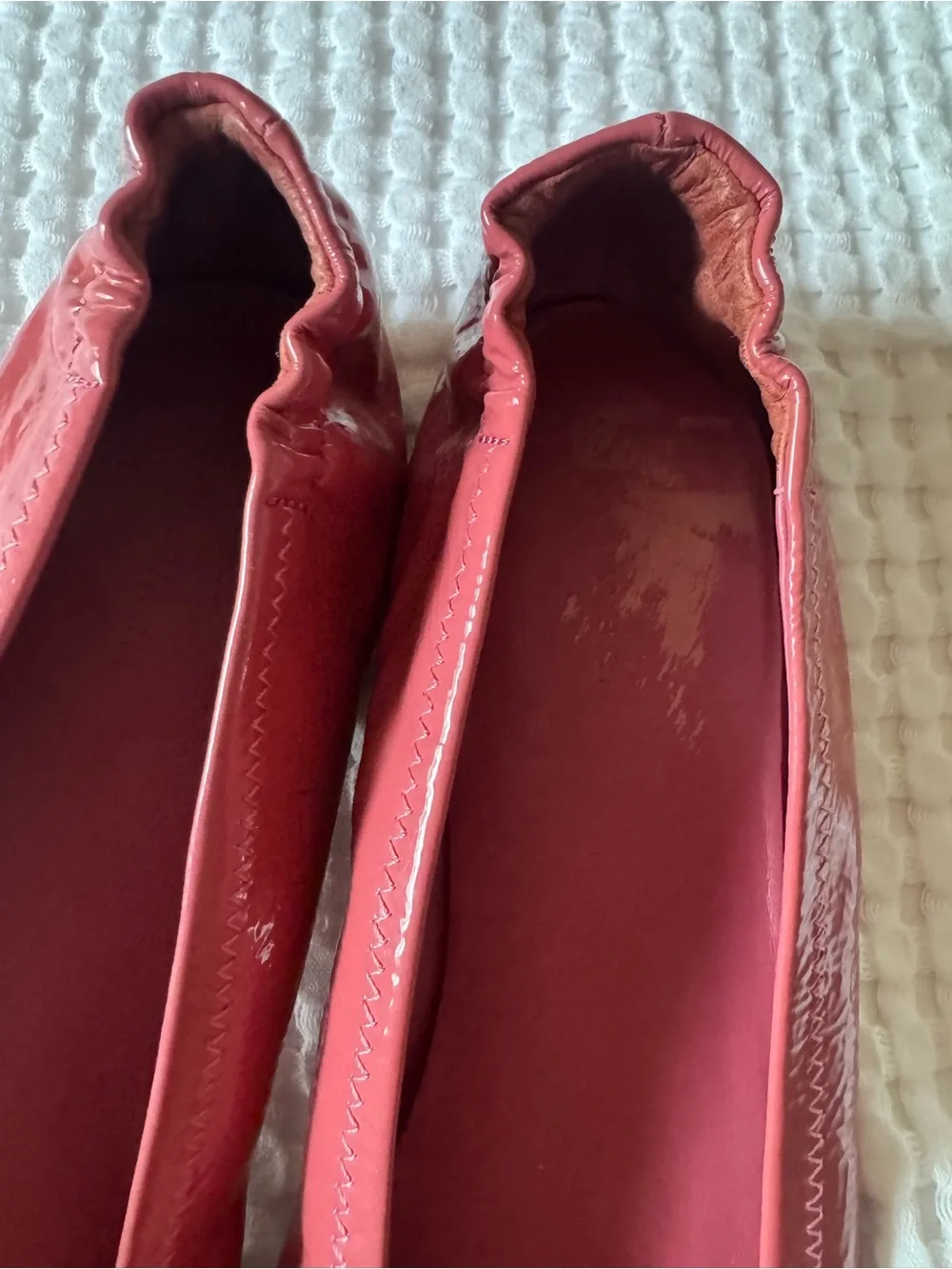 Tory Burch Red Patent Leather Logo Ballet Flats